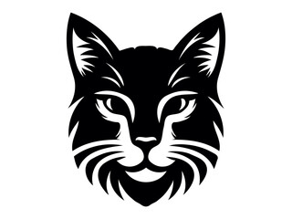 Cat head silhouette vector illustration.  Cat vector illustration silhouette laser cutting black and white shape