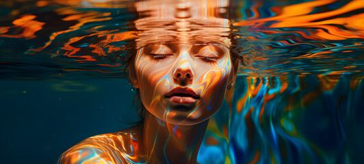 The swimming pool is shown In the middle of the photo beauty women, ai generative