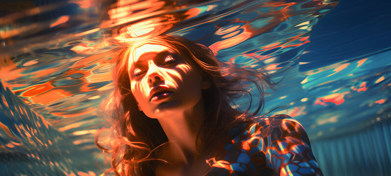 The swimming pool is shown In the middle of the photo beauty women, ai generative - Powered by Adobe