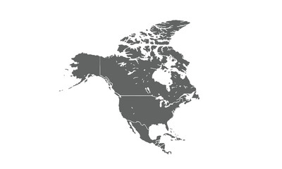 North america region isolated on white background. for website layouts, background, education, precise, customizable, Travel worldwide, map silhouette backdrop, earth geography, political, reports.