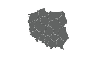 Naklejka premium Poland map isolated on white background. for website layouts, background, education, precise, customizable, Travel worldwide, map silhouette backdrop, earth geography, political, reports.