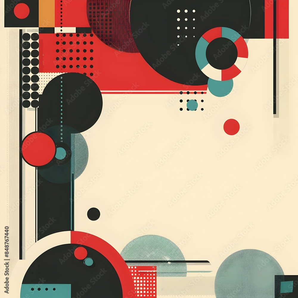 Poster elegant art deco frame background with bold geometric patterns and vibrant 1920s inspired color sche
