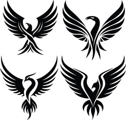 Graceful bird silhouette vector, modern art, simple and sleek