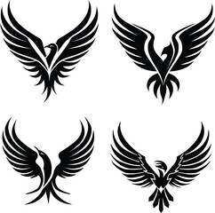 Graceful bird silhouette vector, modern art, simple and sleek