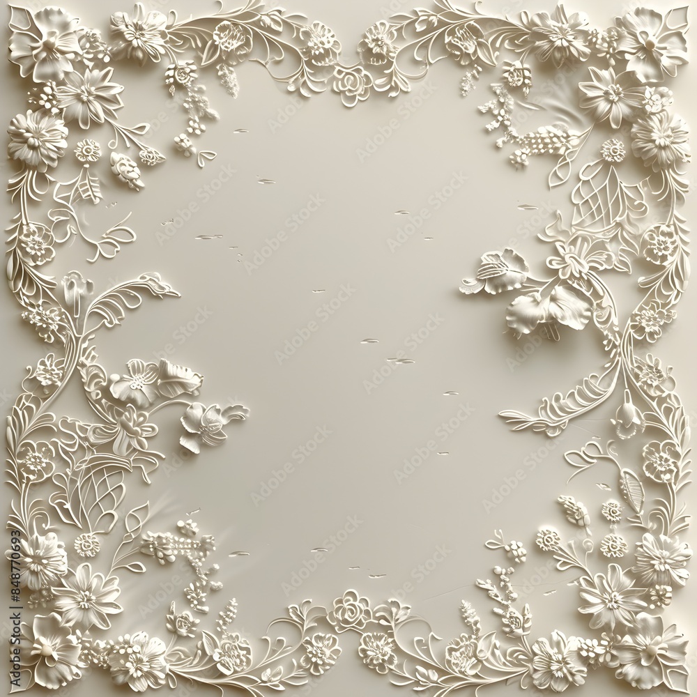 Poster intricate vintage lace frame background with soft textures and romantic design elements for versatil