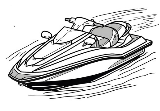 black and white jet ski on water clip art preview