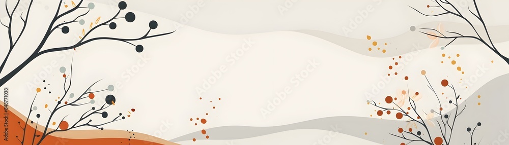 Aufkleber minimalist nature frame background with clean lines and simple shapes in neutral tones