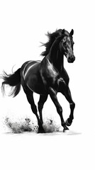 watercolor painting of a black horse ai generated