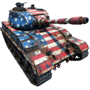 recommend clip art: American Flag Patterned Tank With Weathered Metal Surface Clipart On Transparent Background