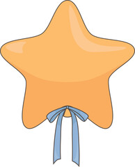 star balloon with blue ribbon