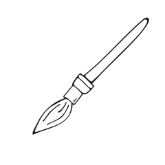 An illustration in the style of doodles with an image of a paint brush on a white background.