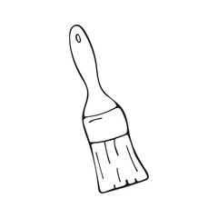 An illustration in the style of doodles with an image of a paint brush on a white background.