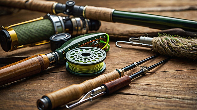 Closeup of Fly Fishing Gear and Accessories