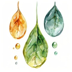 Wholesome Vegan Tears Clipart - Medicinal Grain Watercolor Illustration in Soft Pastels on White Isolated Botanical Element for Wellness Designs