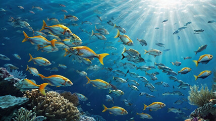 Fototapeta premium coral reef with fish