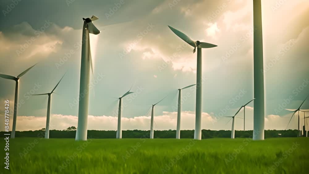 Poster wind turbines in a field generative ai