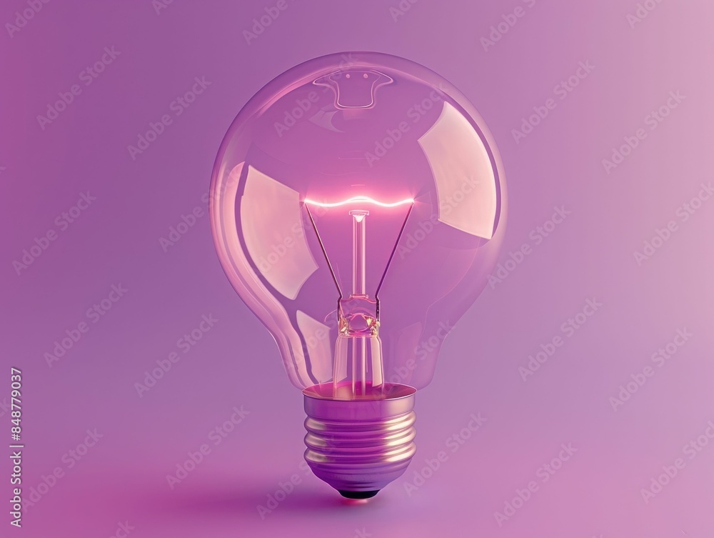 Aufkleber 3d rendering of a glowing metallic lightbulb icon representing an idea innovation and business strat