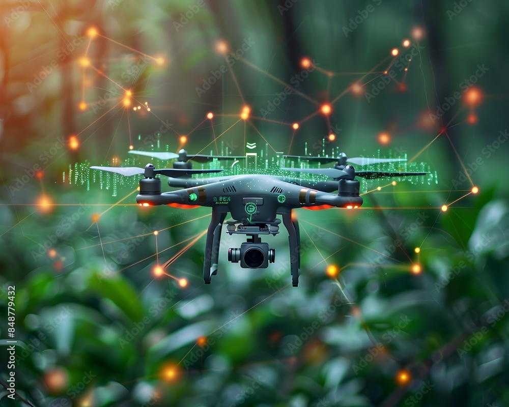 Poster drone monitoring wildlife and environmental data collection with artificial intelligence