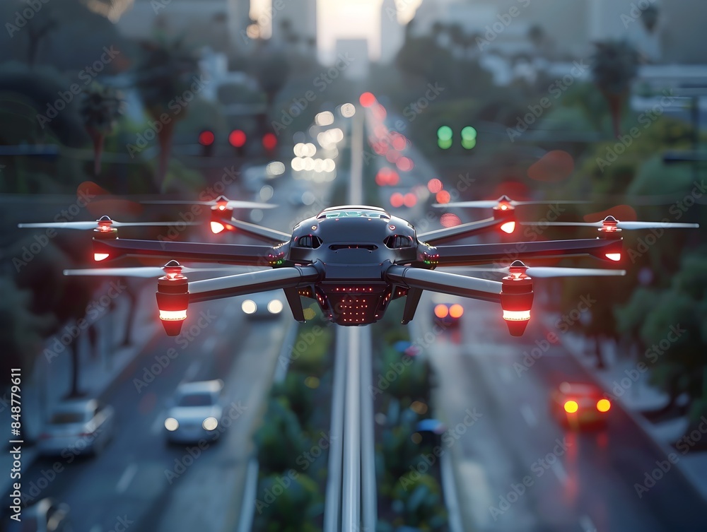 Poster ai assisted drone delivery with precision navigation and real time tracking futuristic artificial in