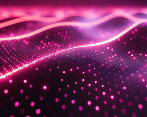 Vibrant Neon Pink Backdrop with Glowing Dots for Product Presentations and Concepts