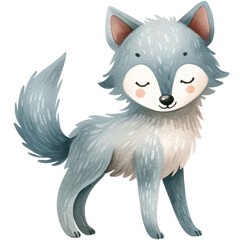 ดีwatercolor cute wolf