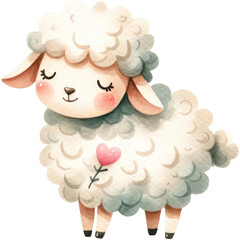 watercolor cute sheep