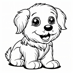 Fototapeta premium cartoon of a dog children coloring book page