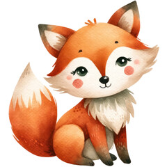watercolor cute fox