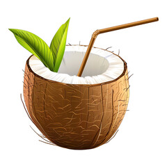 Fototapeta premium Coconut Drink isolated on transparent background. illustration . Generative ai