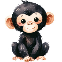watercolor cute monkey