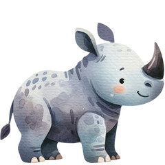 watercolor cute rhinoceros
