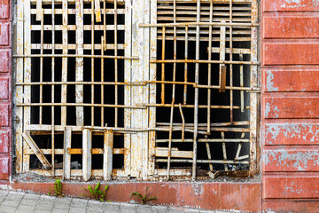 metal bars in the old city prison. old prison bars