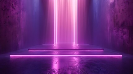 Mesmerizing Neon Purple Backdrop with Dynamic Light Rays for Beauty Product Presentation