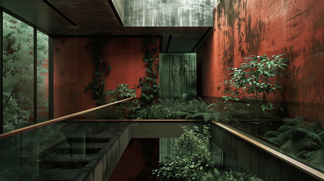 Architectural Visualisation Dark Color Theme Salmon and Forest Green