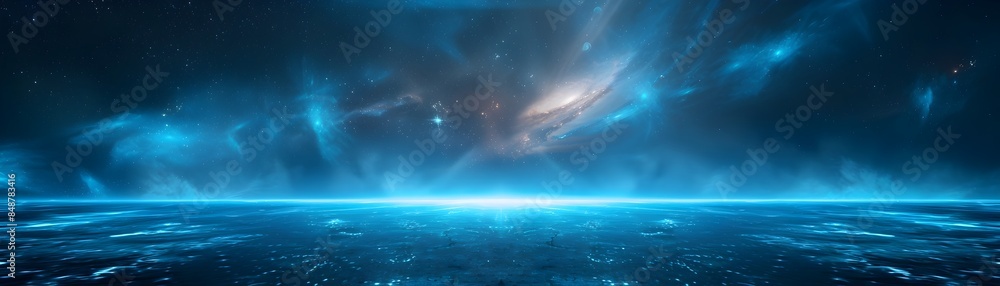 Poster dynamic neon blue backdrop with smooth glowing effects for tech and gaming concepts