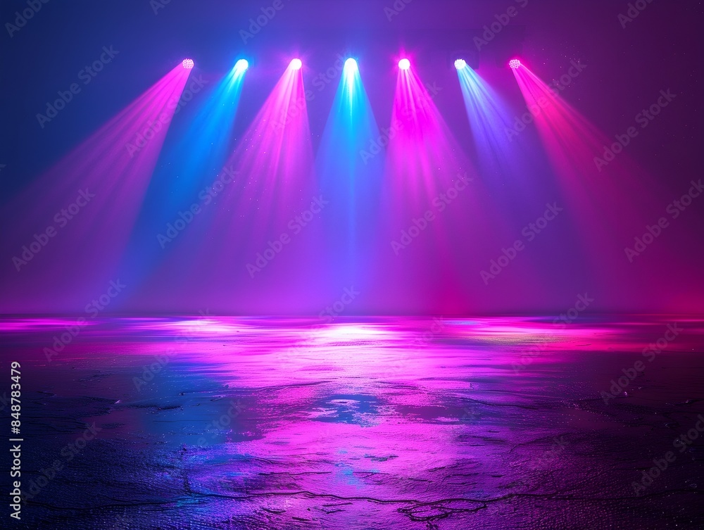 Poster vibrant neon gradient backdrop with futuristic light rays for tech product concepts