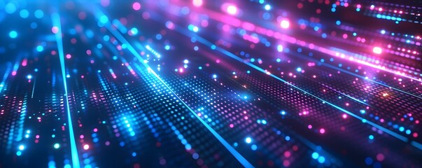 Obraz premium Luminous Neon Gradient Backdrop Immersive Digital Landscape for Tech and Gaming Product Concepts