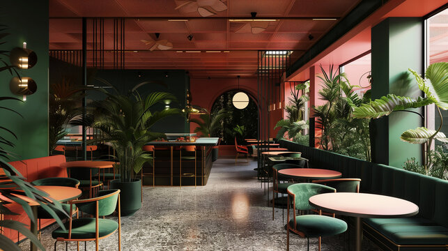 Architectural Visualisation Dark Color Theme Salmon and Forest Green