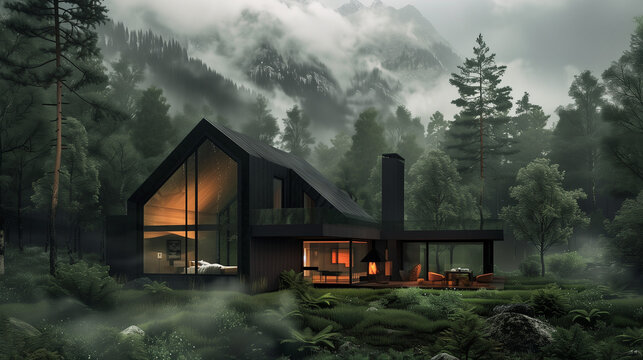 Architectural Visualisation Dark Color Theme Salmon and Forest Green