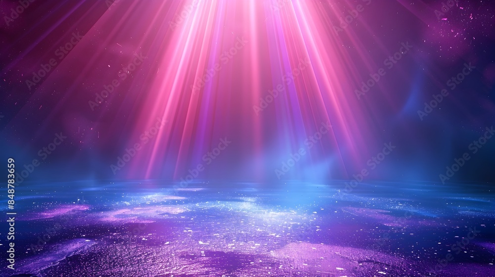 Poster vibrant neon gradient backdrop with abstract light rays for futuristic tech products