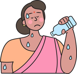 India people drink water in heat wave.