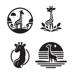 Giraffe Vector Design, Logo Icon, Illustration