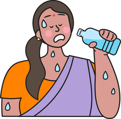 India people drink water in heat wave.