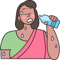 India people drink water in heat wave.