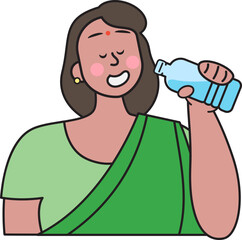 India people drink water in heat wave.