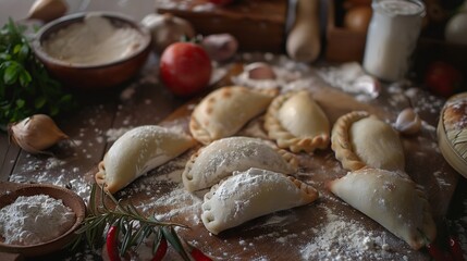 Baking delicious Argentine empanadas with chicken and vegetables : Generative AI