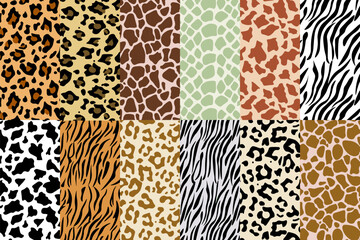 Animal Skin Patterns for fabric prints, textiles, wallpapers, and backgrounds, Realistic Seamless Animal Skin Vector