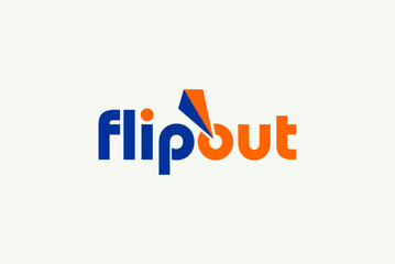 Flop out typography logo design editable vector 