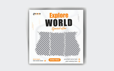 Travelling business promotion social media for web banner template design. summer holiday tour 
online marketing flyer,