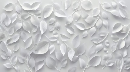 Abstract geometric white floral leaves 3d wall texture background. generative AI image